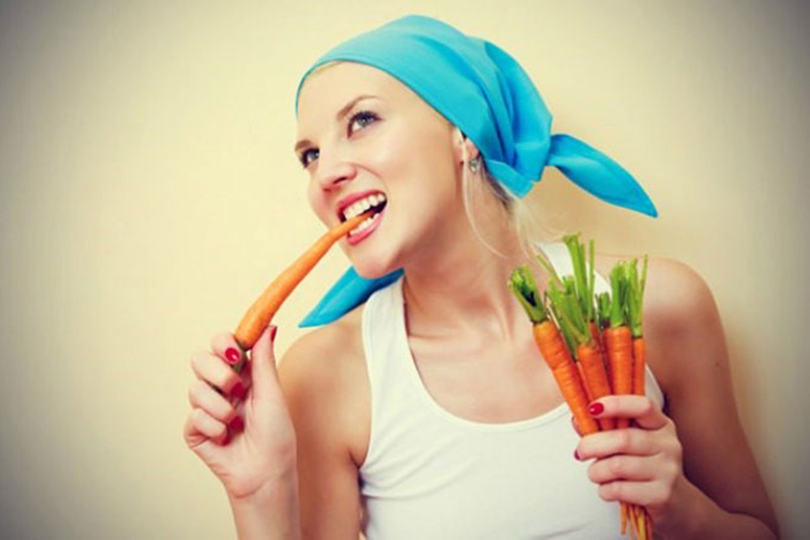 Cancer patient eating carrot