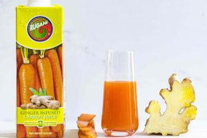 Ginger infused carrot juice with ingredients