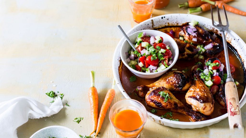 Carrot And Sriracha Marinated Chicken With Salsa