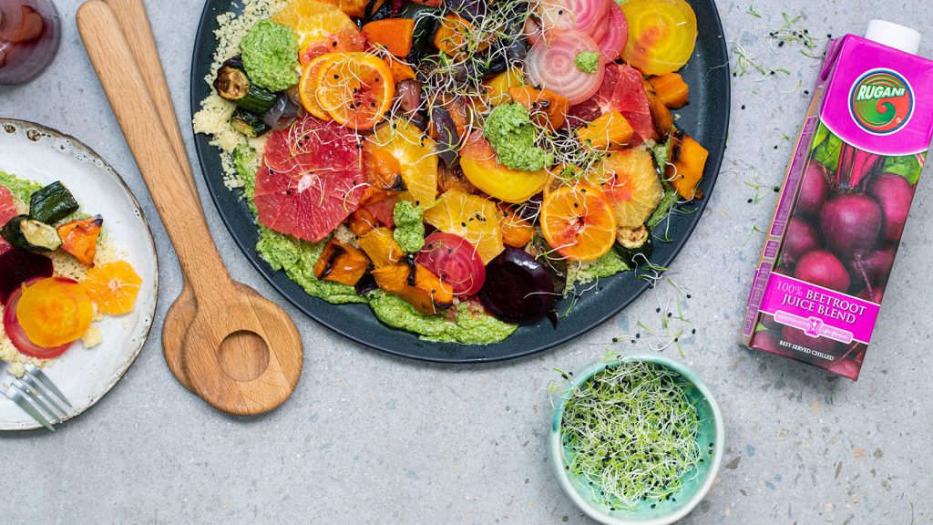 Veggie & Citrus Salad with Rocket Pesto (V)