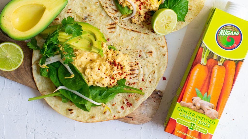 Spicy Carrot Ginger Chickpea Wraps
