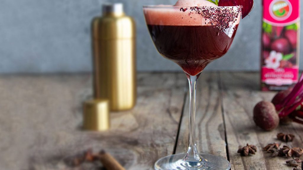 Beetini Mocktail With Hibiscus & Beetroot Juice