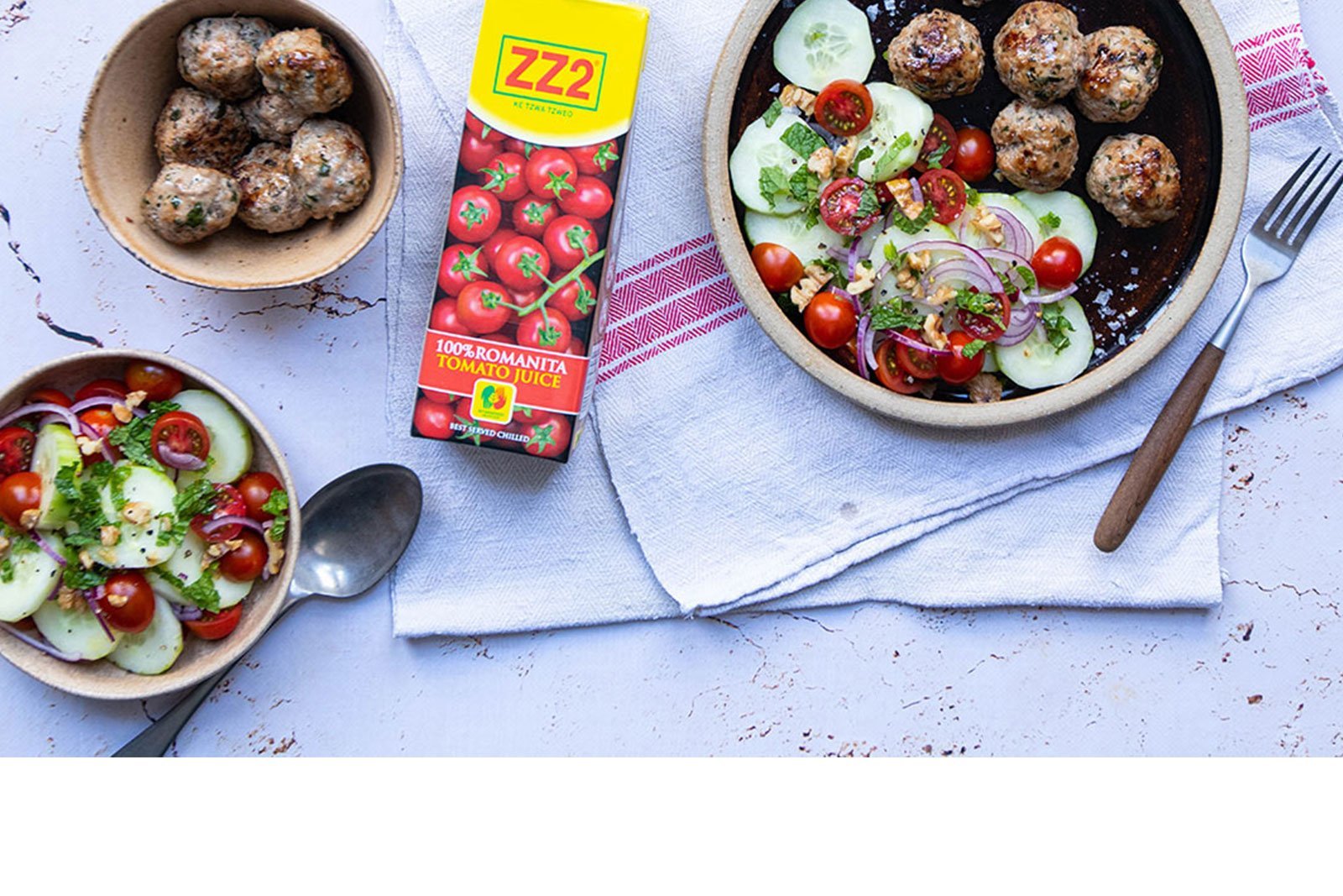 Lamb Meatballs with Heart Healthy Salad Rugani Juice